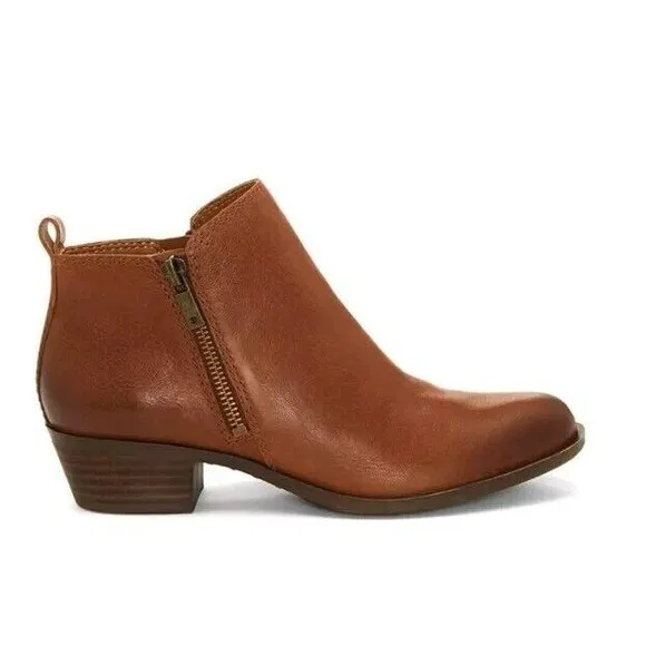 NIB LUCKY BRAND Brown Toffee Leather Basel Ankle Bootie Women's 6.5 MSRP $129