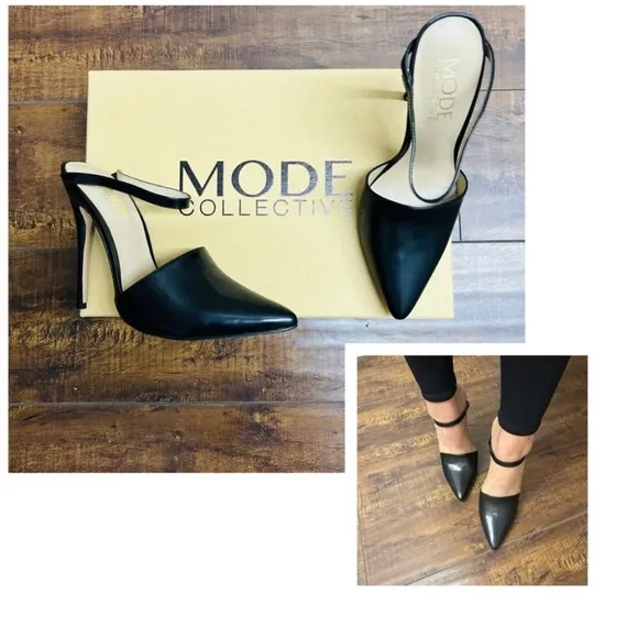 NIB: MODE COLLECTIVE Knox Pump Pointed Toe Heels in Black, Size 36 (EU)