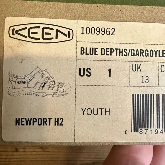 NIB New Big Kids Keen Newport H2 Blue Strappy Outdoor Shoes Sandals Size 1 Y