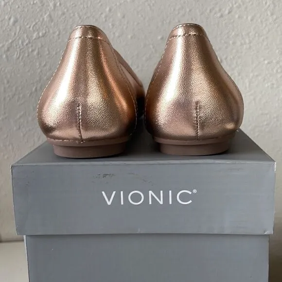 NIB Vionic Rose Gold Carole Metallic Shoes Size 6.5