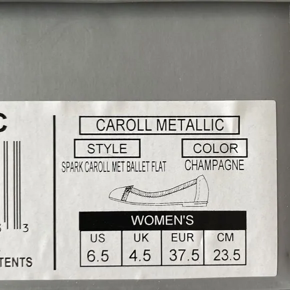 NIB Bionic Champagne Carroll Metallic Shoes Size 6.5