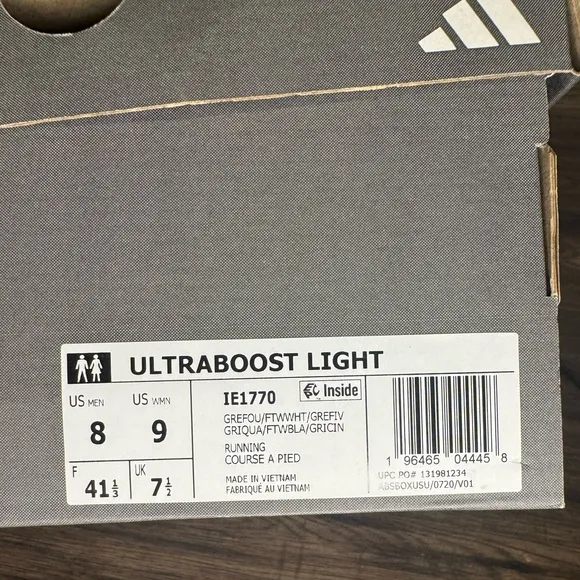 NIB/NWT Adidas Men's UltraBoost Light running shoes grey/white size 8