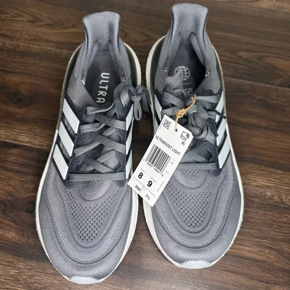 NIB/NWT Adidas Men's UltraBoost Light running shoes grey/white size 8