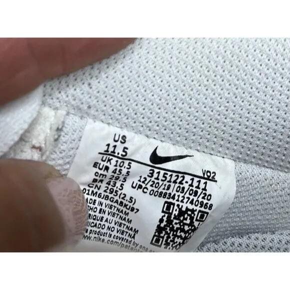 Nike 315122-111 Air Force 1 AF1 Low Triple White Mens Shoes Sz 11.5 Sneakers