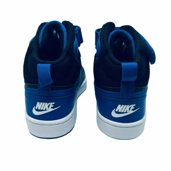 🤩Nike 4Y Big Kids Shoes Court Borough Mid 2 Sneakers Black Blue DM8872-001 New