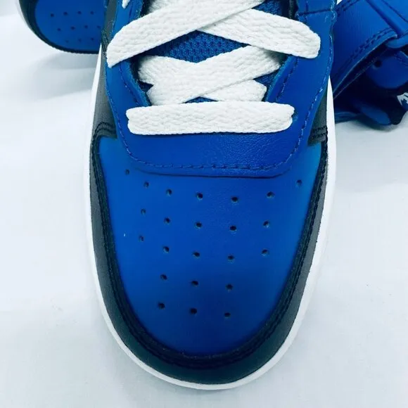 🤩Nike 4Y Big Kids Shoes Court Borough Mid 2 Sneakers Black Blue DM8872-001 New