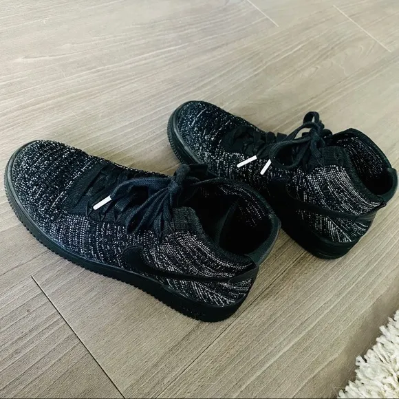 Nike Air Force 1 Flyknit women's street style sneakers shoes Black Gray size 7