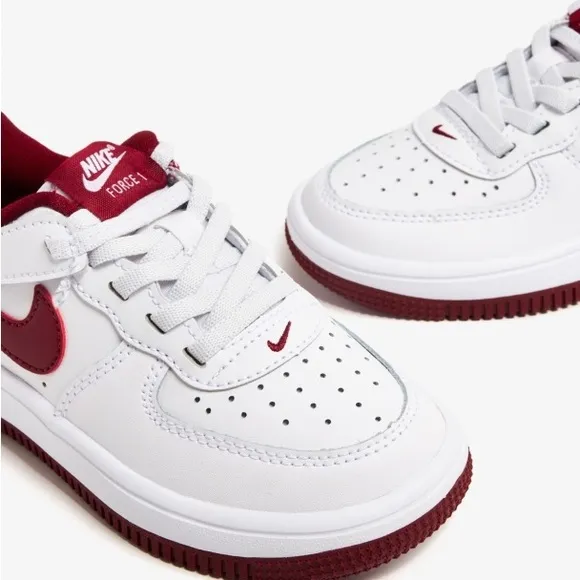 Nike Air Force 1 Low  Shoes Easy On Preschool White Team Red Casual FN0237-105