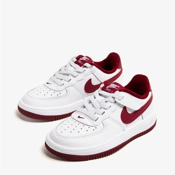 Nike Air Force 1 Low  Shoes Easy On Preschool White Team Red Casual FN0237-105