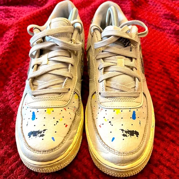 Nike Air Force 1 LV8 3 (GS) Paint Splatter-White Sail Shoes Size 7Y