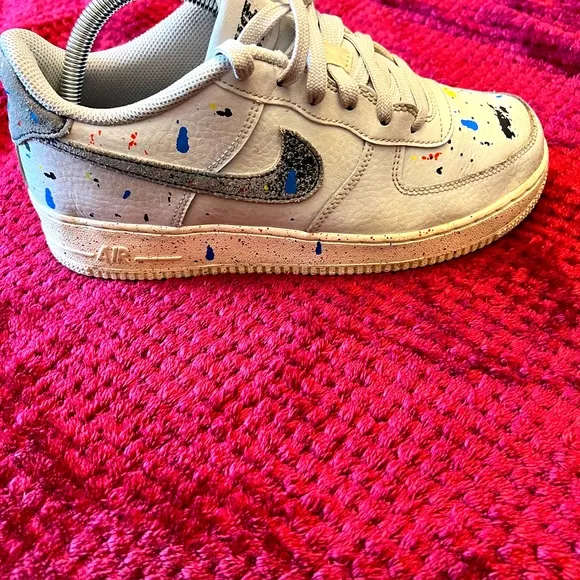 Nike Air Force 1 LV8 3 (GS) Paint Splatter-White Sail Shoes Size 7Y