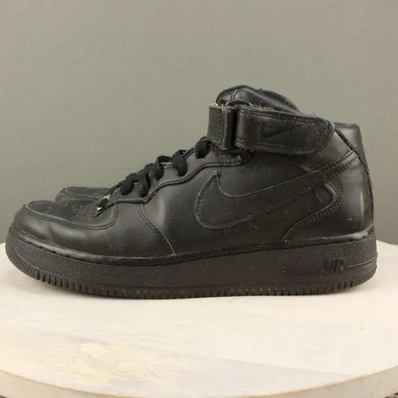 Nike Air Force 1 Mid ‘07 Sneakers Mens 8 Triple Black Athletic Basketball Shoes
