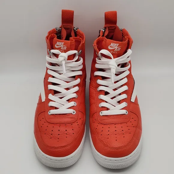 Nike Air Force 1 Mid Team Orange Sneakers Men’s Sz 9.5 917753-800 Custom Swoosh