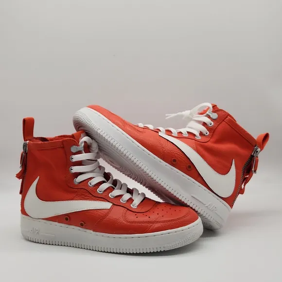 Nike Air Force 1 Mid Team Orange Sneakers Men’s Sz 9.5 917753-800 Custom Swoosh
