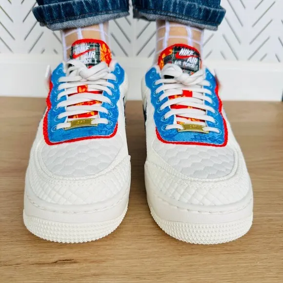 🤩Nike Air Force 1 Shadow Sz 7 Women's Retro Shoes Cream Platform DZ5193-100 NEW