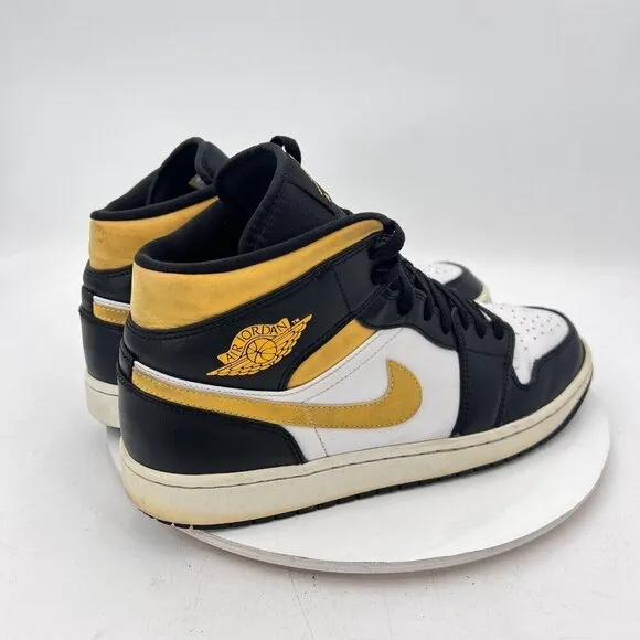 Nike Air Jordan 1 Mid Men Size 12 554724 177 White Pollen Black  Training Shoes