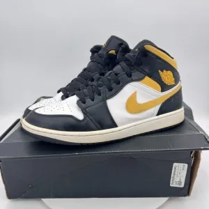 Nike Air Jordan 1 Mid Men Size 12 554724 177 White Pollen Black  Training Shoes