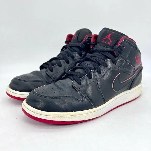 Nike Air Jordan 1 Retro Lance Mountain Bred Black Red Youth Shoes 554725-028 7Y