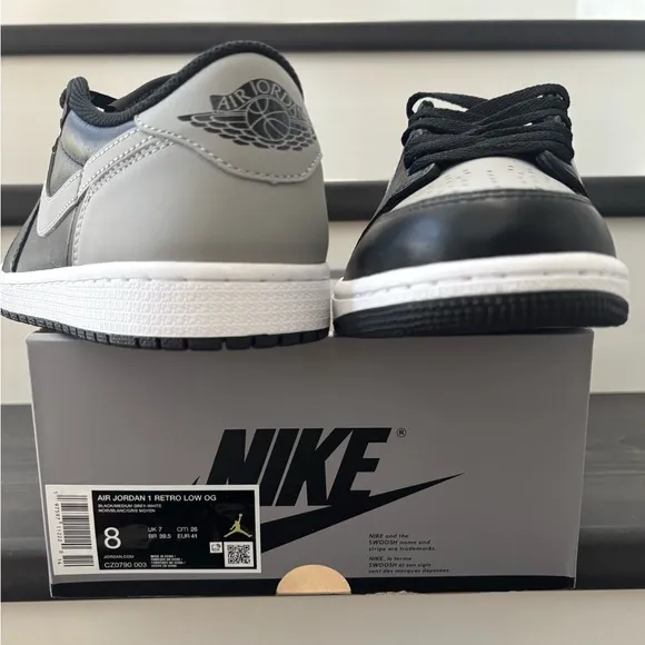 Nike Air Jordan 1 Retro Low OG Shoes &quot;Shadow&quot; Black Gray Mens Size 8