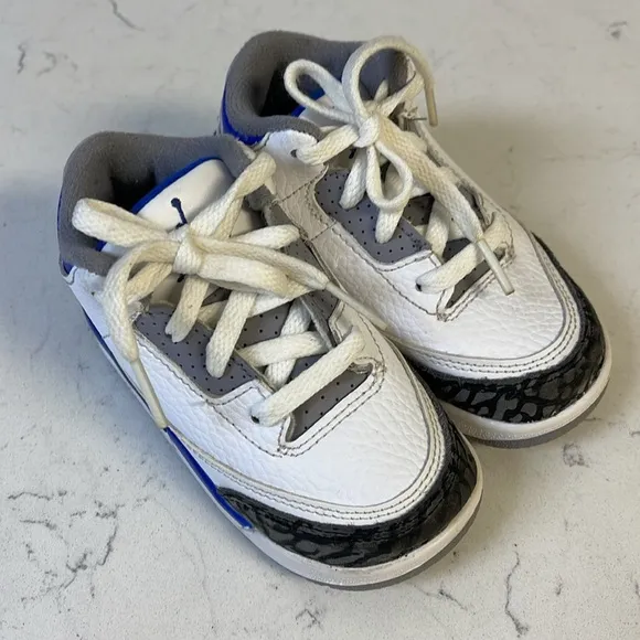 Nike Air Jordan 3 III Retro Racer Blue/Wht Cement 832033-145 Toddler Shoes 7C