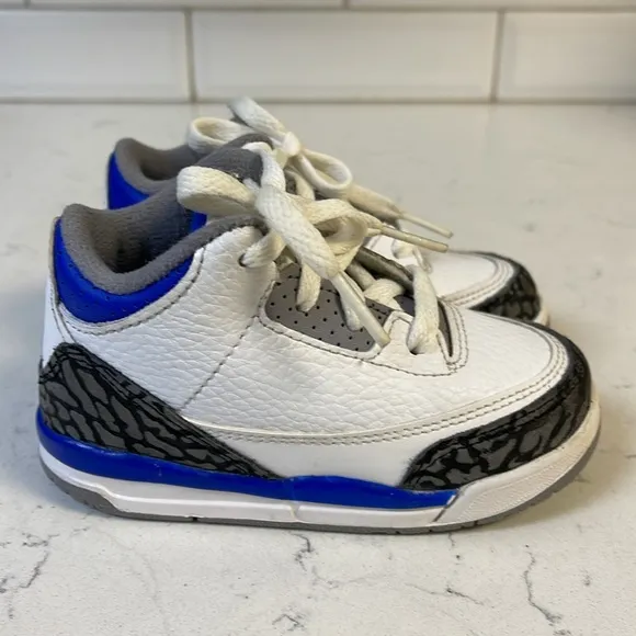 Nike Air Jordan 3 III Retro Racer Blue/Wht Cement 832033-145 Toddler Shoes 7C
