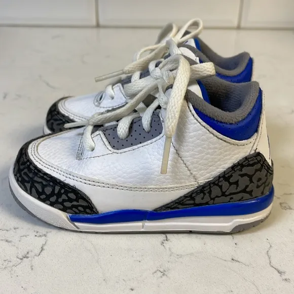 Nike Air Jordan 3 III Retro Racer Blue/Wht Cement 832033-145 Toddler Shoes 7C