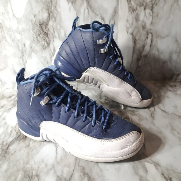 Nike Air Jordan Retro Boys Sneakers‎ Indigo &amp; White Size 6Y