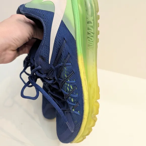 Nike Air Max 2015 Men's Size 9.5 Deep Royal Volt Shoes Sneakers 698902-407
