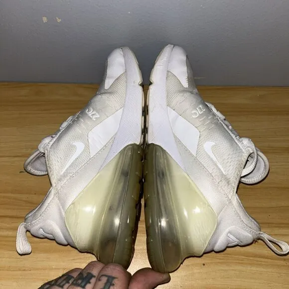 Nike Air Max 270 Size 5Y Shoes White Silver Athletic Sneakers