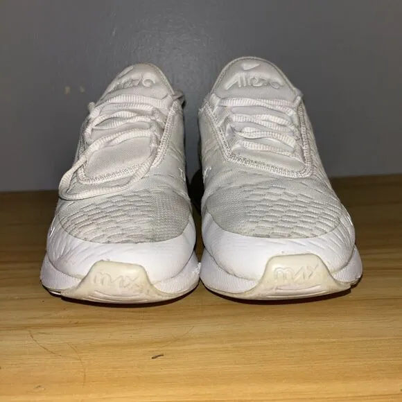 Nike Air Max 270 Size 5Y Shoes White Silver Athletic Sneakers