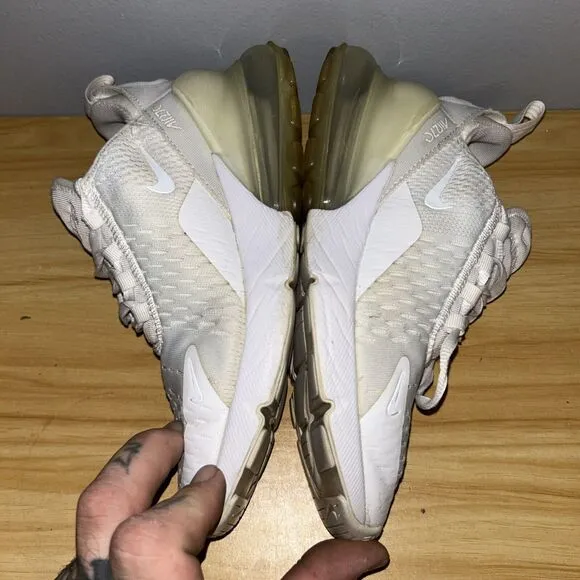 Nike Air Max 270 Size 5Y Shoes White Silver Athletic Sneakers