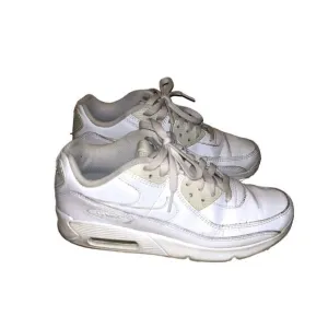 Nike Air Max 90 LTR GS Triple White Lace Up Casual Sneakers Youth Size 6