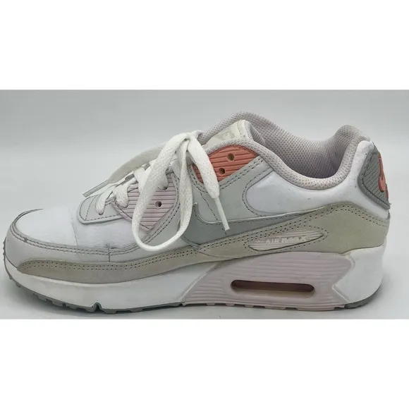 Nike Air Max 90 LTR Youth White Platinum Pink Orange CD6864-111 Size 5.5Y