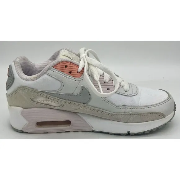 Nike Air Max 90 LTR Youth White Platinum Pink Orange CD6864-111 Size 5.5Y