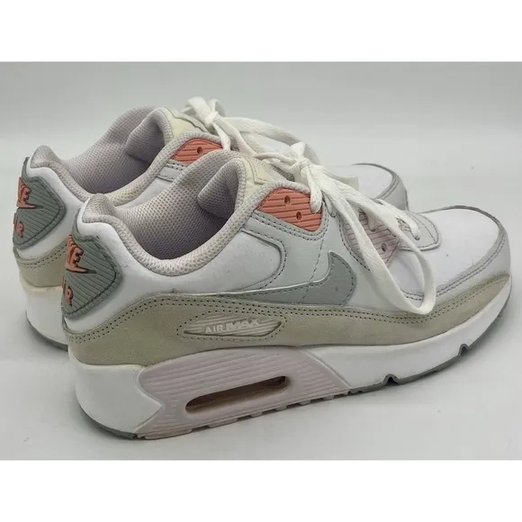 Nike Air Max 90 LTR Youth White Platinum Pink Orange CD6864-111 Size 5.5Y