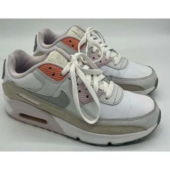 Nike Air Max 90 LTR Youth White Platinum Pink Orange CD6864-111 Size 5.5Y