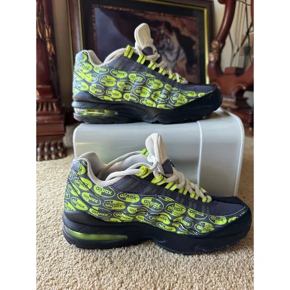 Nike Air Max 95 Neon Green &amp; Gray Sneakers Athletic Shoes Youth Size 6.5Y