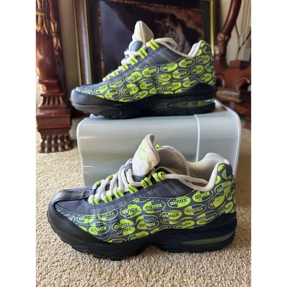 Nike Air Max 95 Neon Green &amp; Gray Sneakers Athletic Shoes Youth Size 6.5Y
