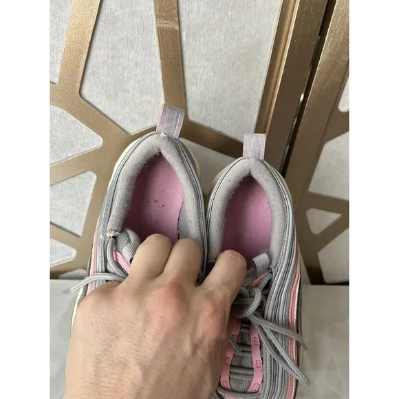 NIKE AIR MAX 97 (GS) METALLIC SILVER-PINK SZ Youth 5 Y Wmn SZ 6.5 Sneakers Shoes