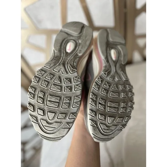 NIKE AIR MAX 97 (GS) METALLIC SILVER-PINK SZ Youth 5 Y Wmn SZ 6.5 Sneakers Shoes