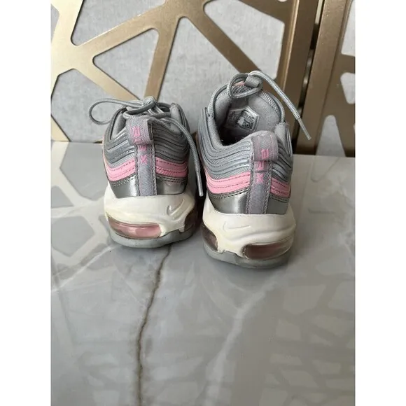 NIKE AIR MAX 97 (GS) METALLIC SILVER-PINK SZ Youth 5 Y Wmn SZ 6.5 Sneakers Shoes