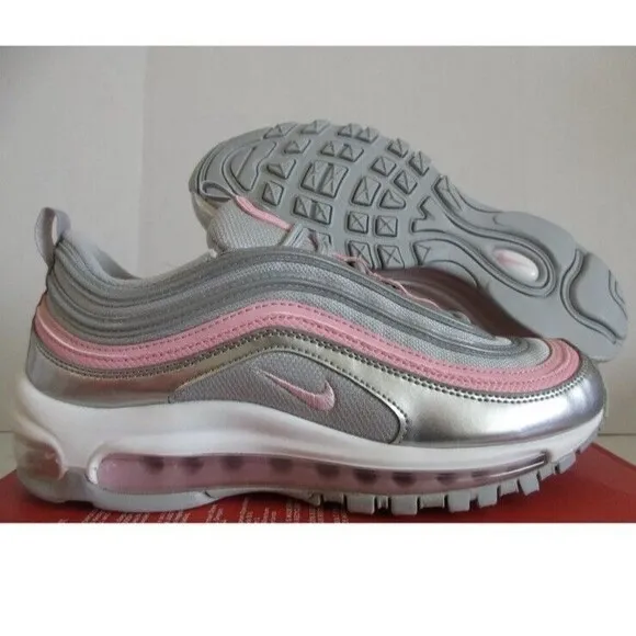 NIKE AIR MAX 97 (GS) METALLIC SILVER-PINK SZ Youth 5 Y Wmn SZ 6.5 Sneakers Shoes