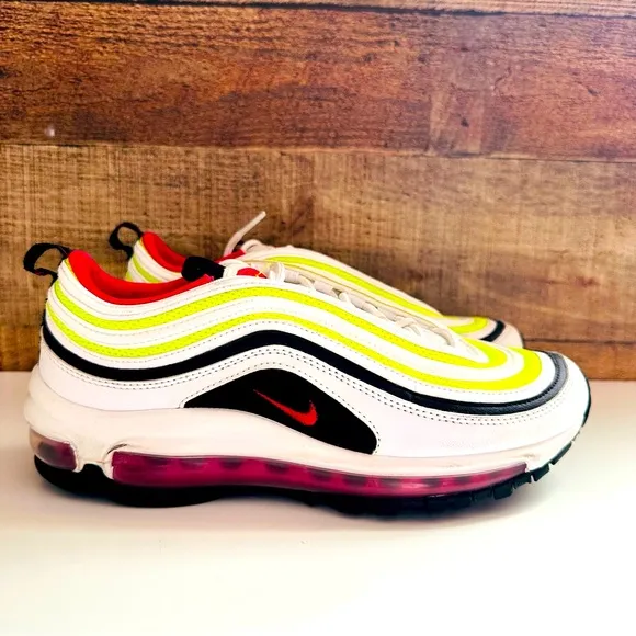 Nike Air Max 97 GS White Rush Pink Volt Sneakers