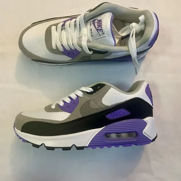 Nike Air Max White and Purple Athletic Shoes