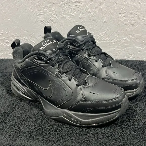 🔥NIKE Air Monarch IV 415445-001 Black Low Top Sneakers Men Sz 10.5 - EXCELLENT