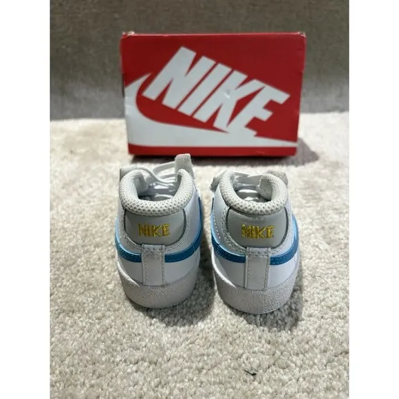 Nike Blazer Mid '77 Toddler Shoes Baby Sneakers White Blue Size 4C