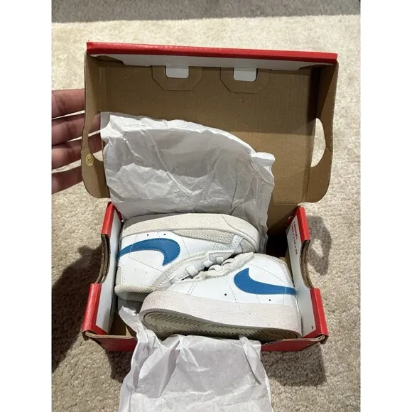 Nike Blazer Mid '77 Toddler Shoes Baby Sneakers White Blue Size 4C