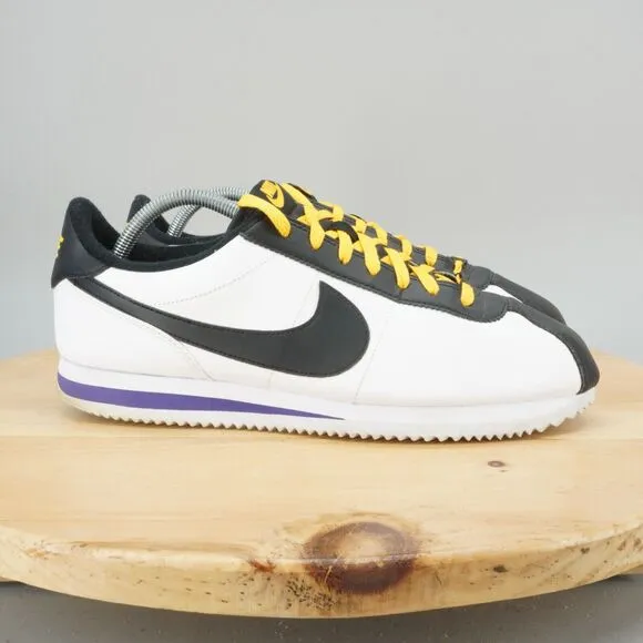 Nike Cortez 'LA Lakers' Mens Size 11 Shoes Leather Casual Sneakers White Black