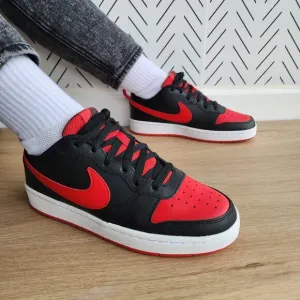 ❤️Nike Court Borough Low2 GS 5Y Big Kids Comfy Shoes Black Red Retro BQ5448-007