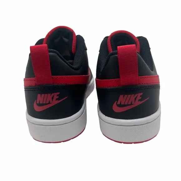 ❤️Nike Court Borough Low2 GS 5Y Big Kids Comfy Shoes Black Red Retro BQ5448-007